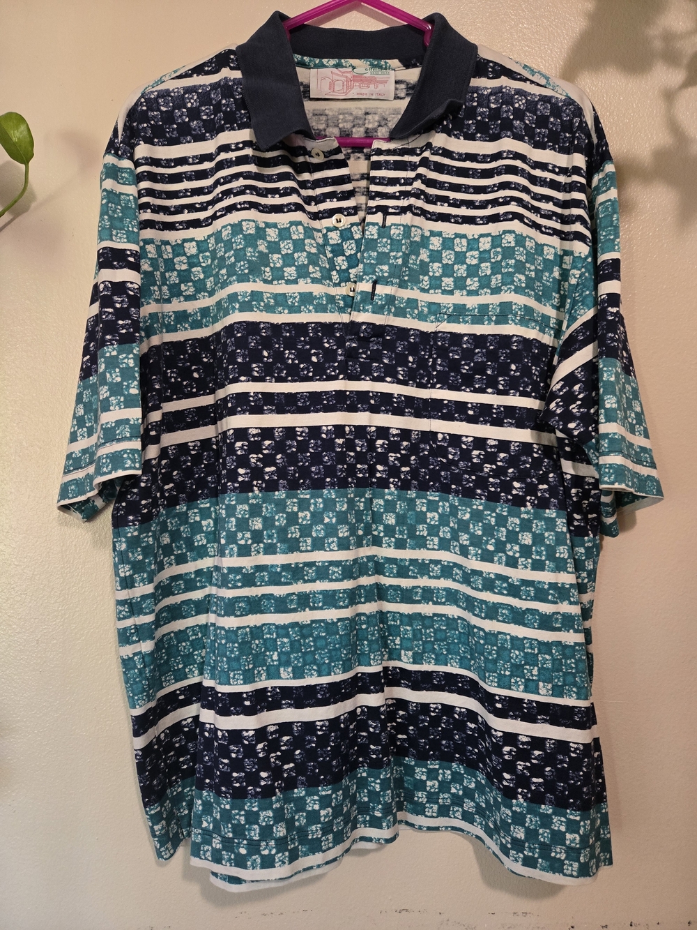 Vintage Coffmans Mens wear Striped Golf Light Weight 100%cotton Blue Retro Polo